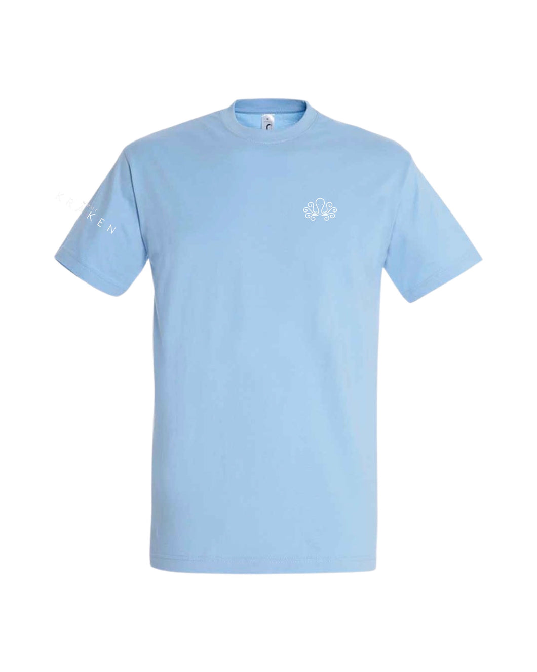 Casual Light Blue Wear Kraken Short Sleeved Cotton T-Shirt